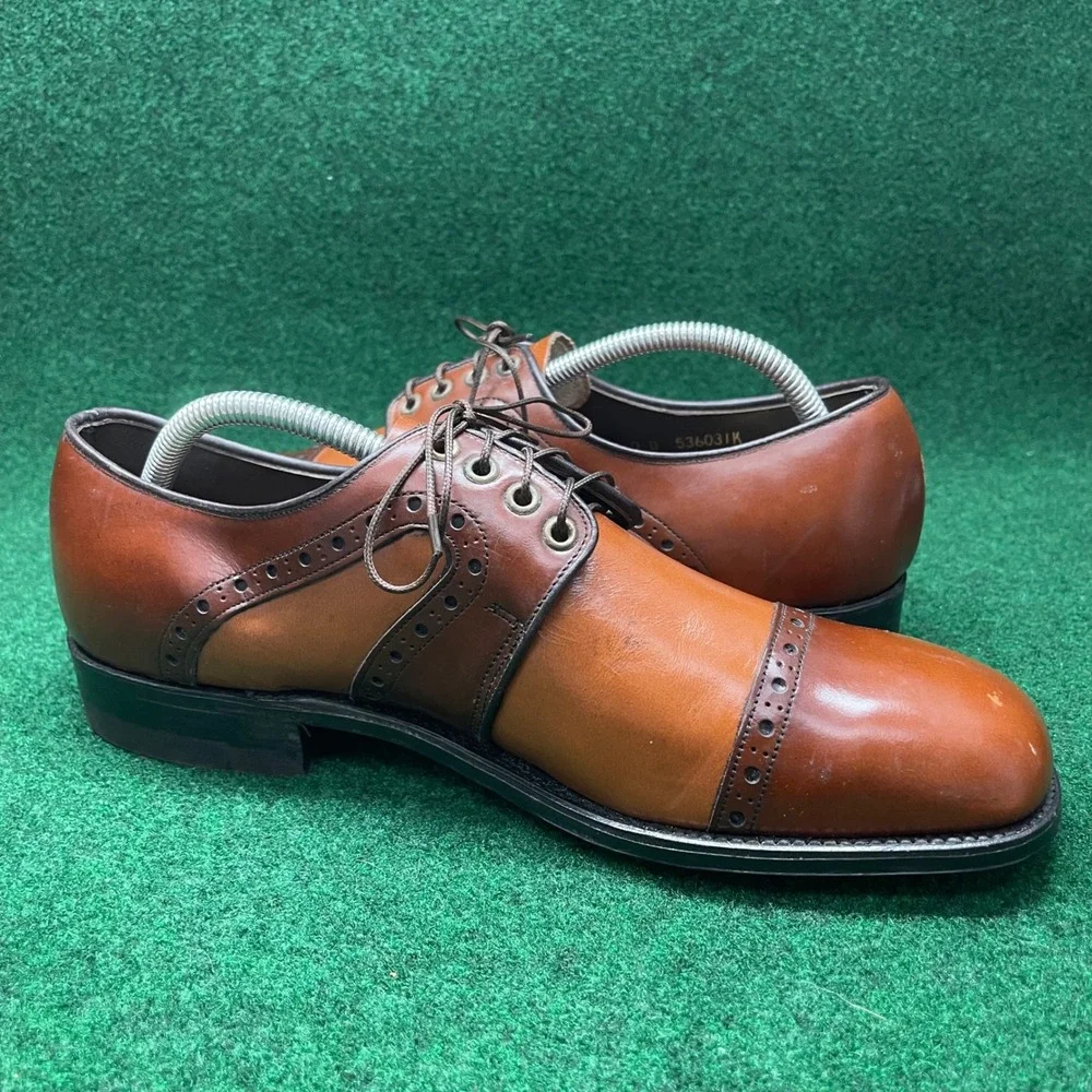 Vintage AG Mens Fine Shoes 10D Two Tone Spectator Brogue Oxfords OSullivans Heel